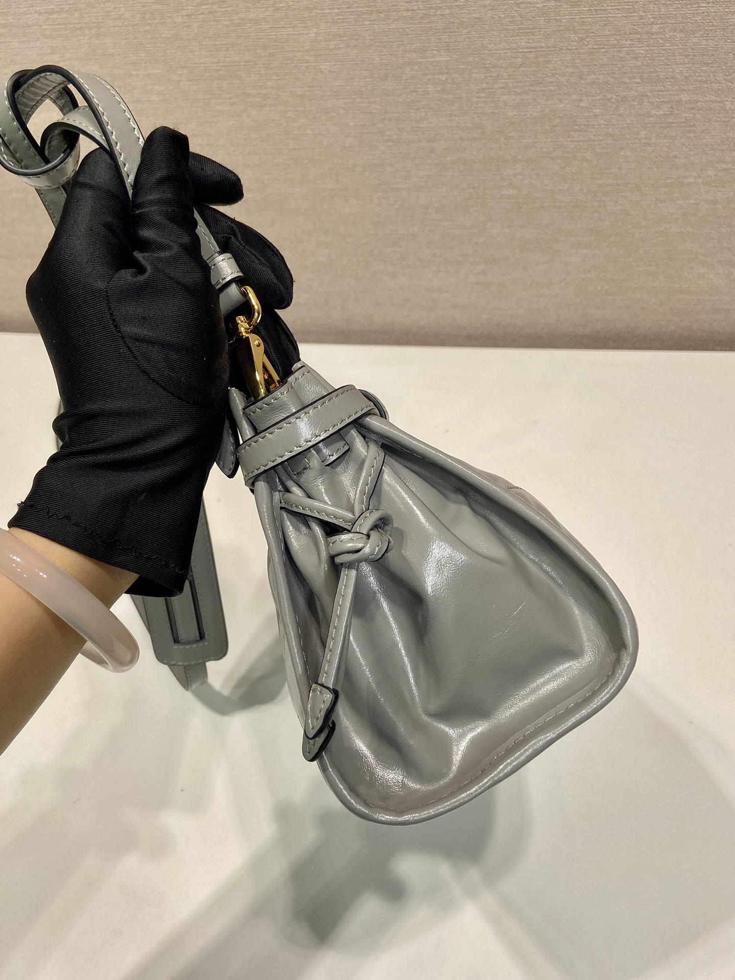 Prada LusSolf Oiled Wax Leather Shoulder Bag 1BA215