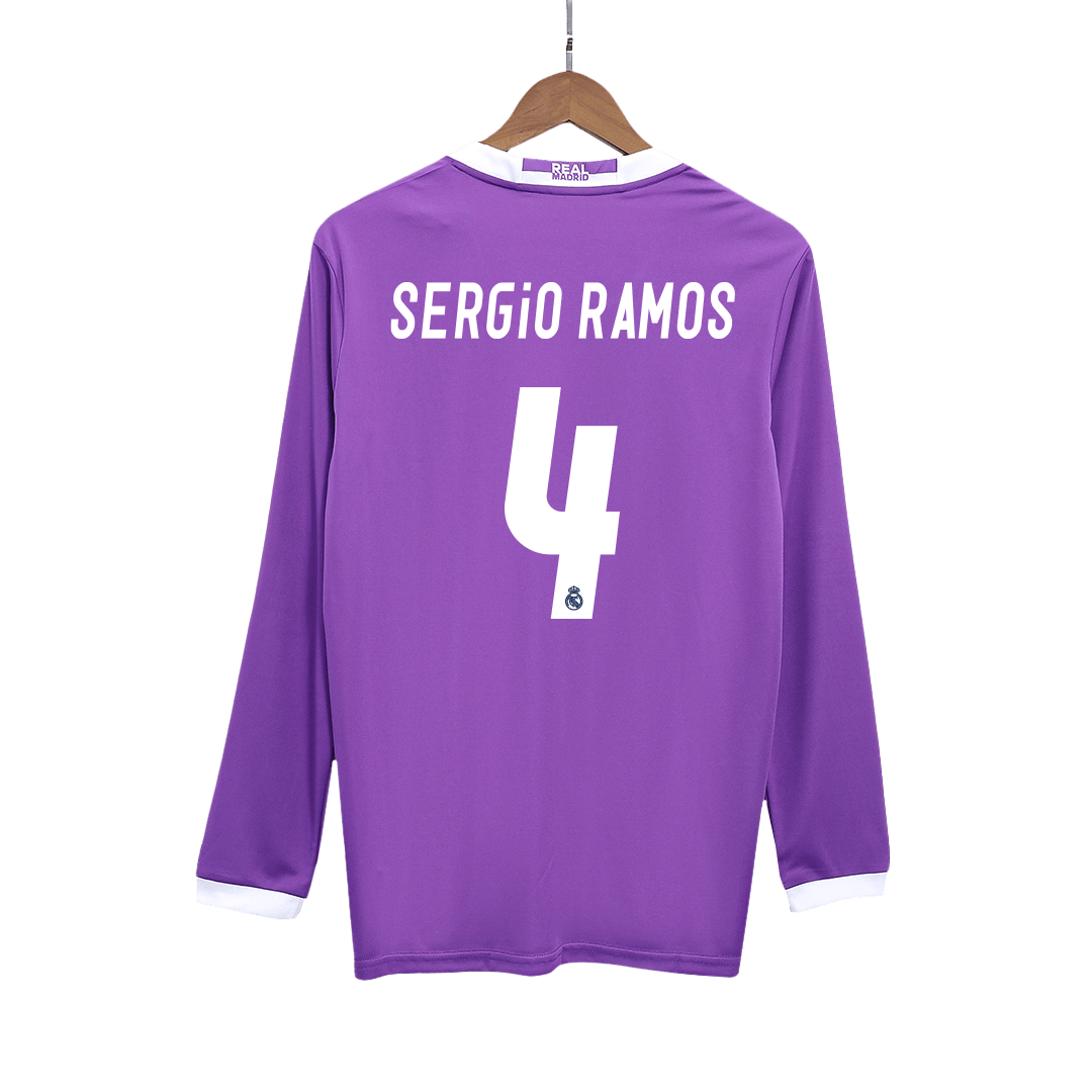 SERGIO RAMOS #4 Real Madrid Real Madrid Real Madrid Away Long Sleeve Football Shirt 2016/17