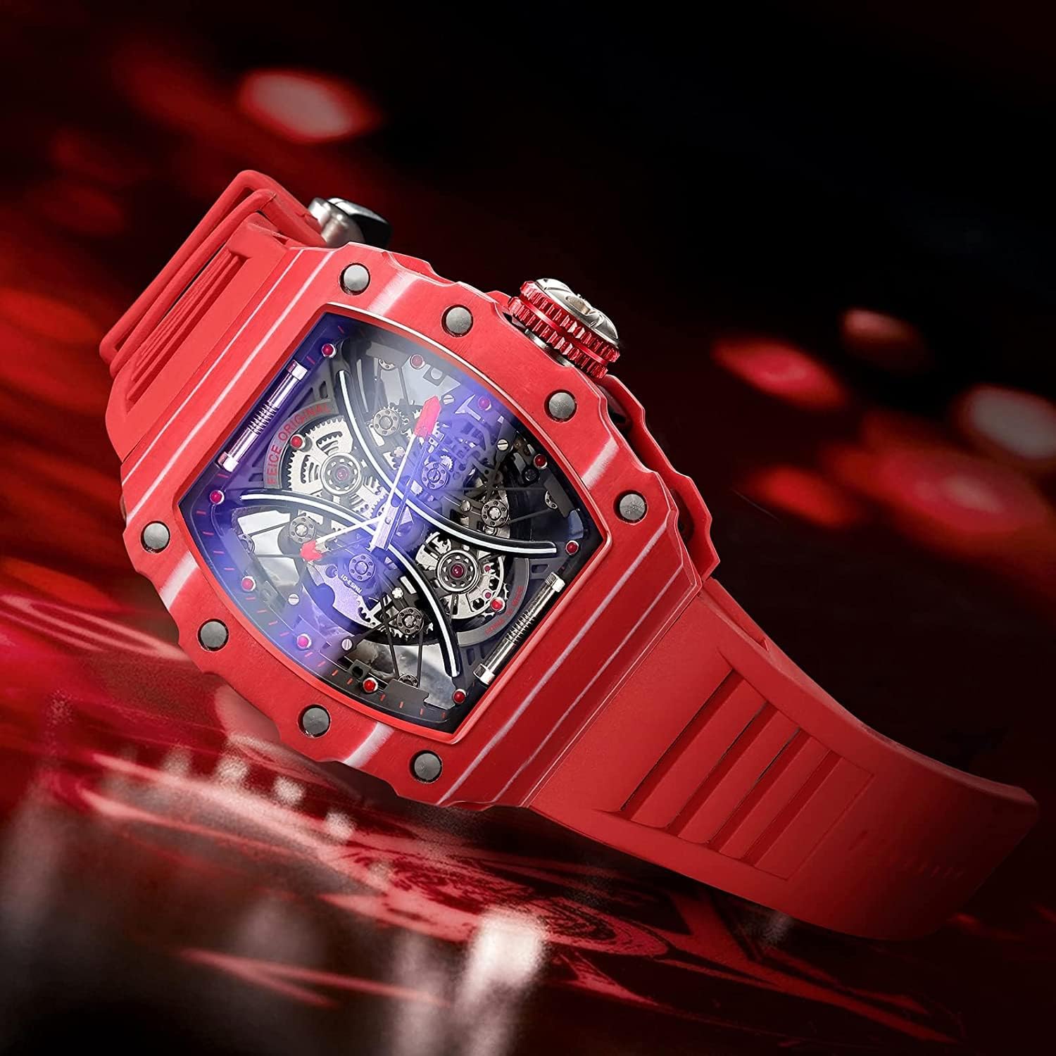 FM602 Automatic Watches Luxury Sapphire Mirror Skeleton Mechanical Wat
