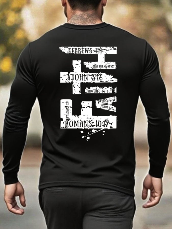 Men's Faith Cross Print Crew Neck T-shirt