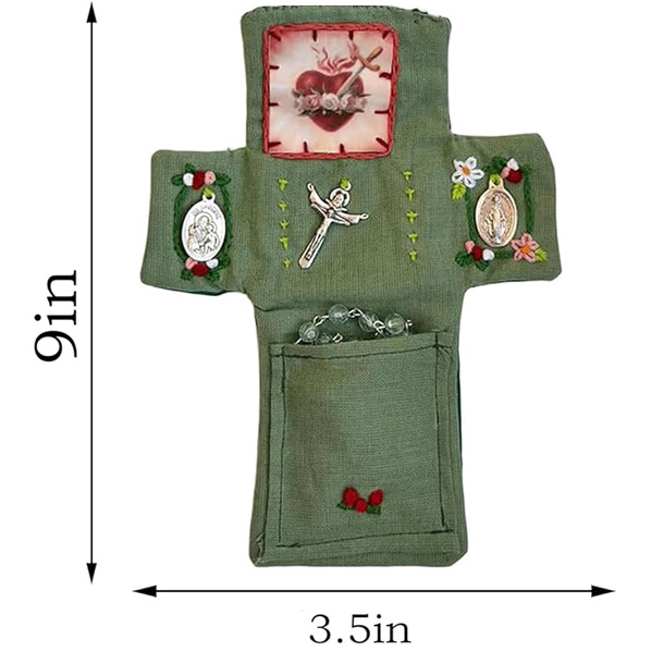 🔥LAST DAY 50% OFF🔥Handmade Stuitched Pocket Shrine With Silver Cross