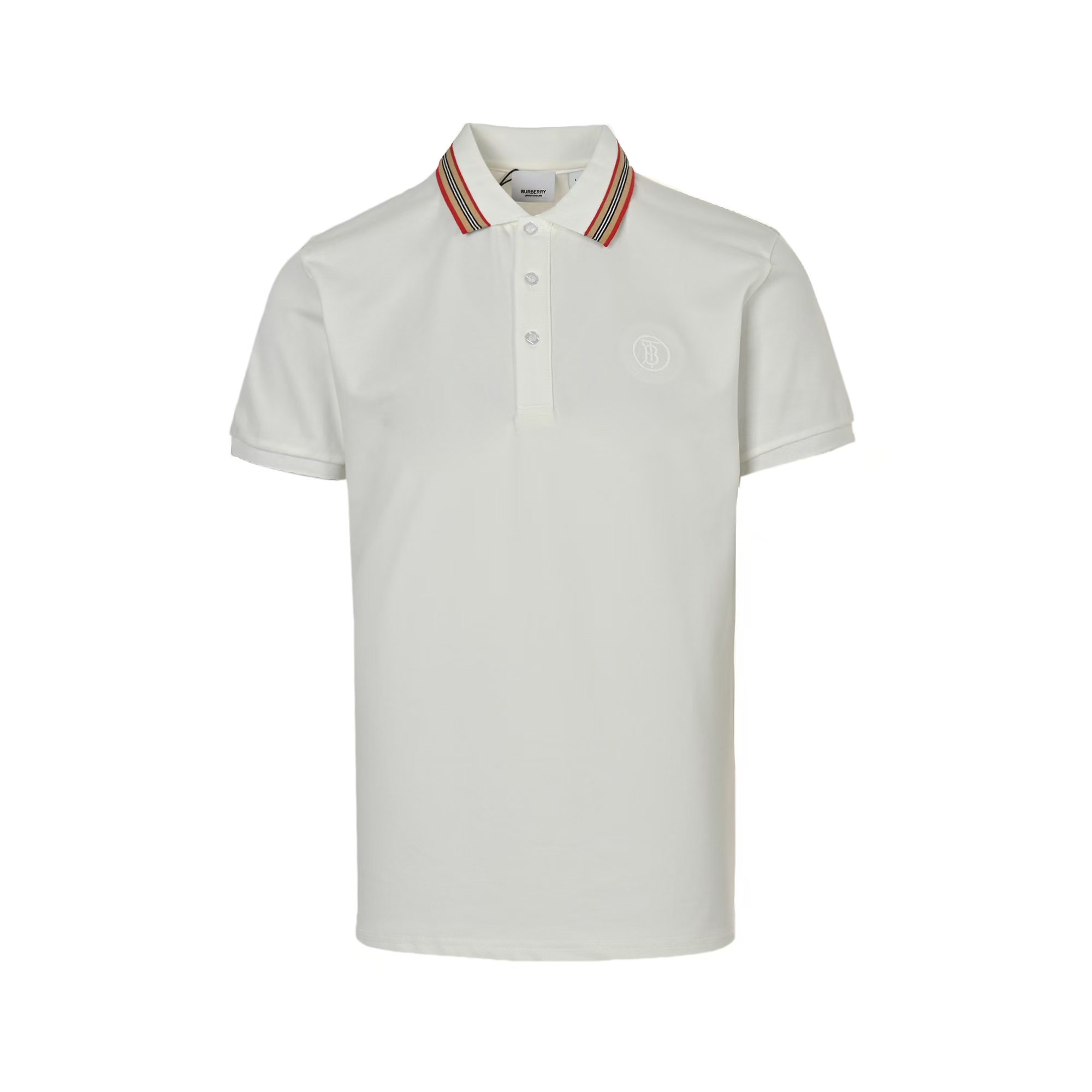 Burberry Polo short sleeves with colorful stripe embroidery on the collar