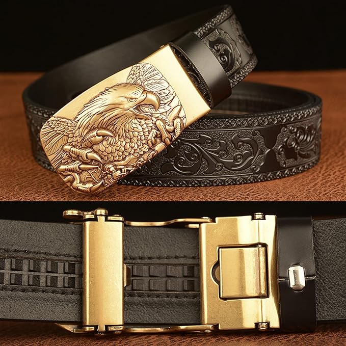 Bald Eagle Cowboy Leather 3D Manual Engraved Belt