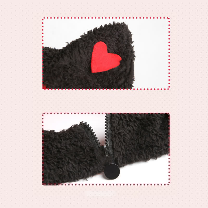 Cosplay Bowknot Hooded Plush Lingerie Set