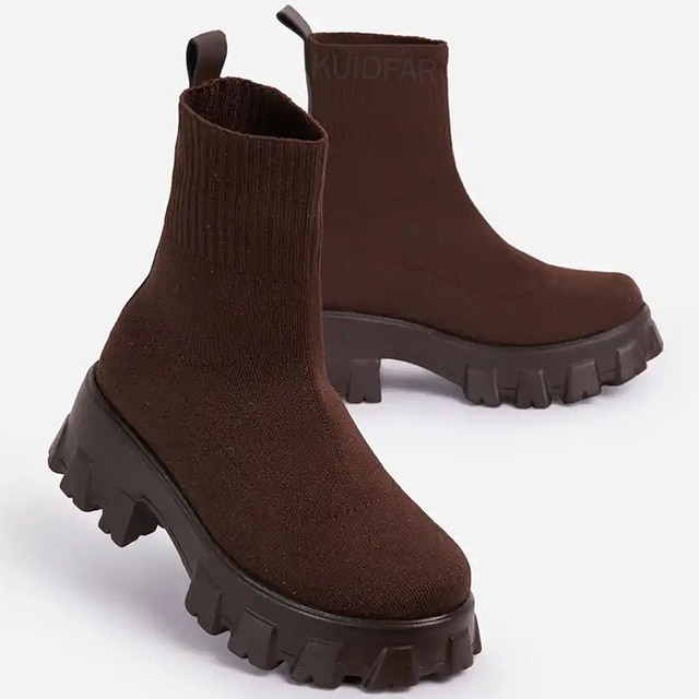 Femininas Socks Ankle Boots Platform Shoes Women Heels Botines Mujer