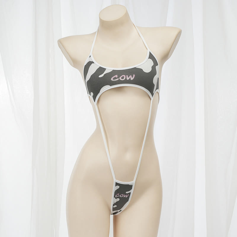 Cow Letter Print Jumpsuit Lingerie