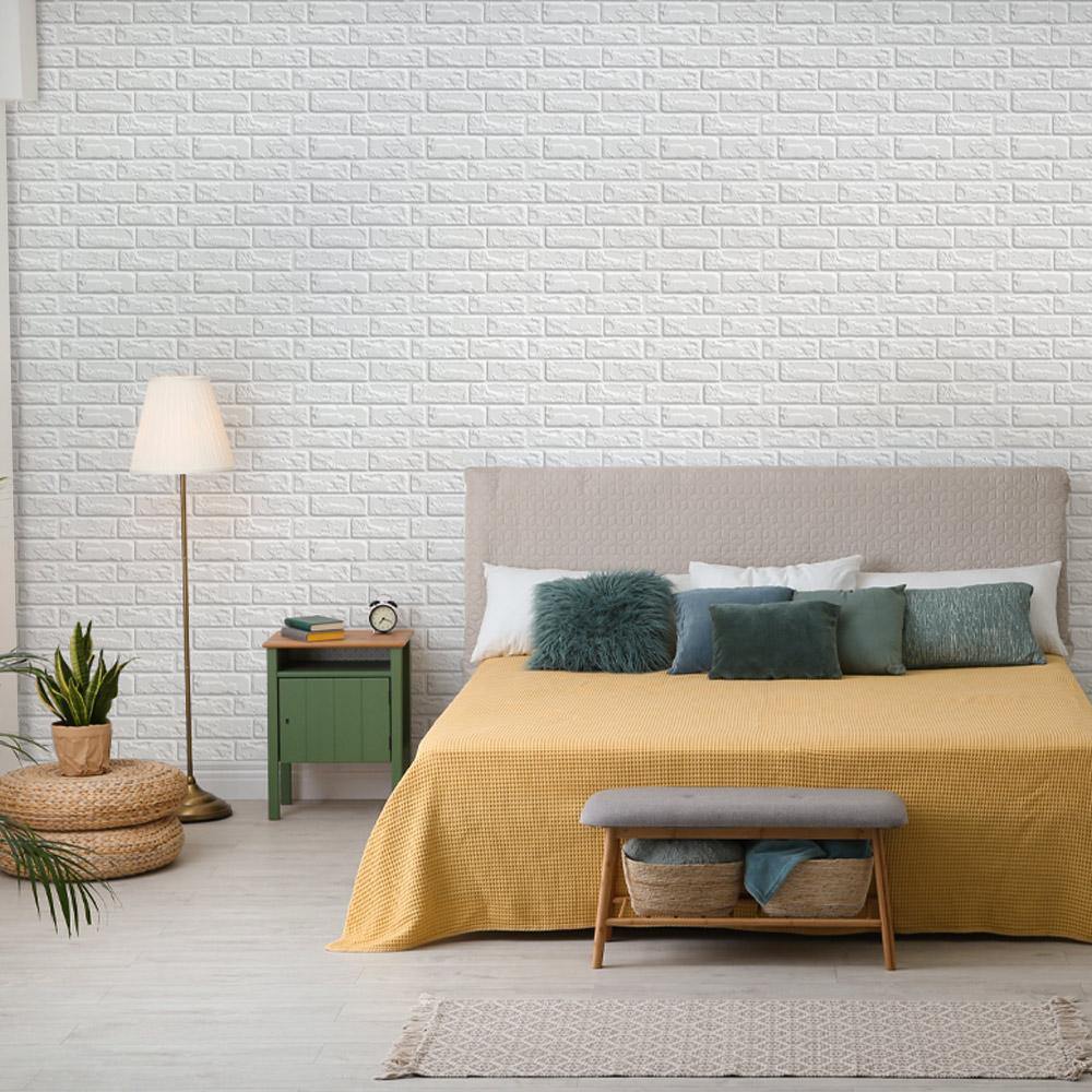 3D White Brick Peel and Stick Wall Tile