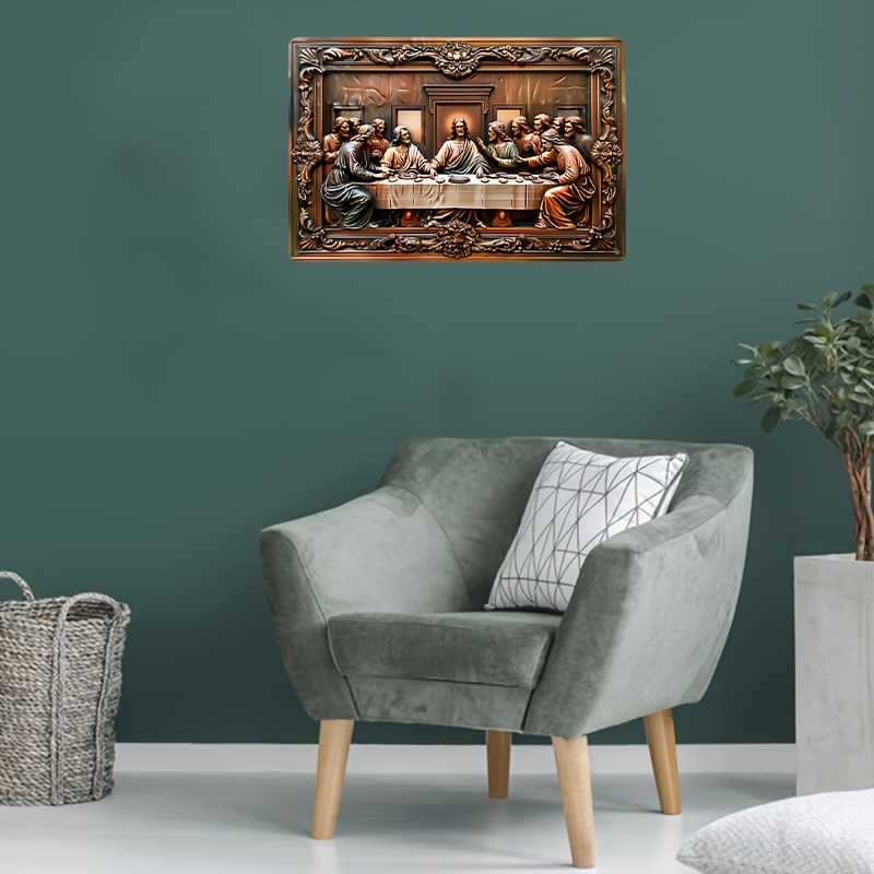 ✨🙏Classic Last Supper Vintage Metal Plaque - Religious Wall Art (18.5in x 11.8in)