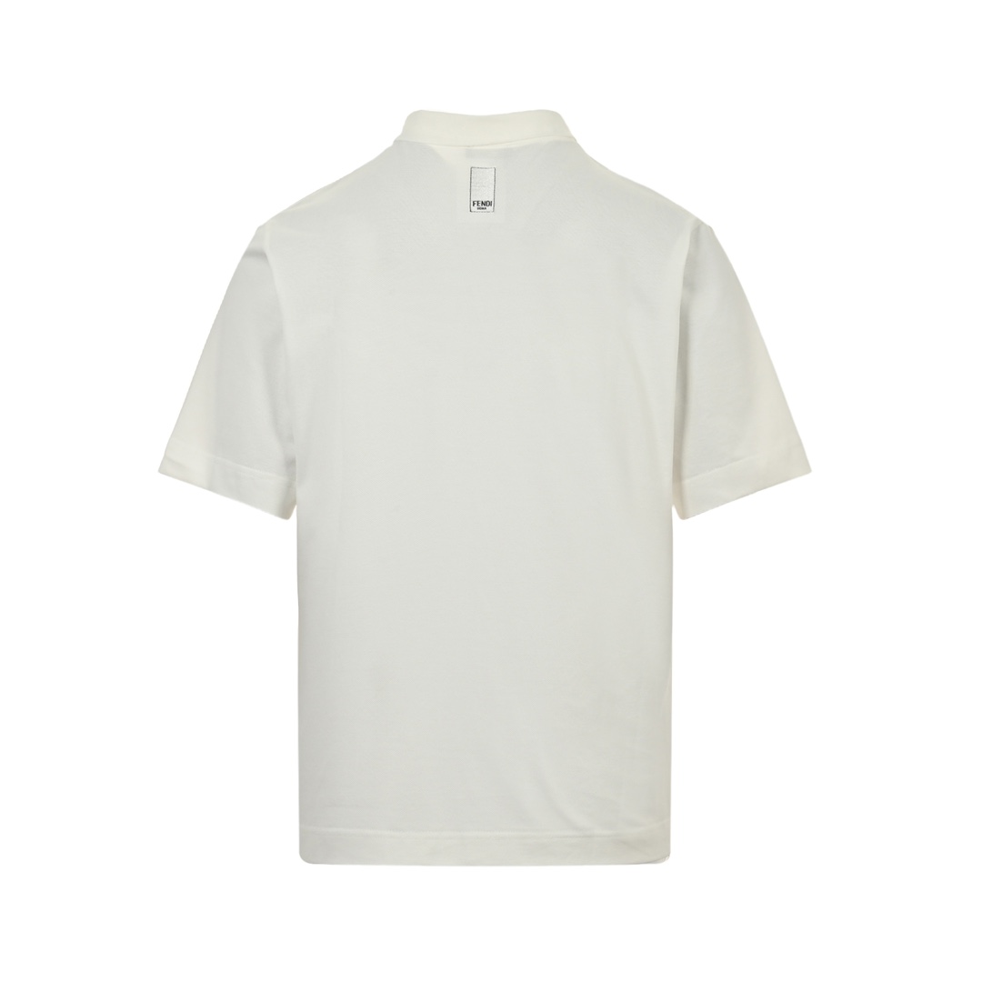 Fendi Square Logo Embroidered Label Short Sleeve Polo Short Sleeve