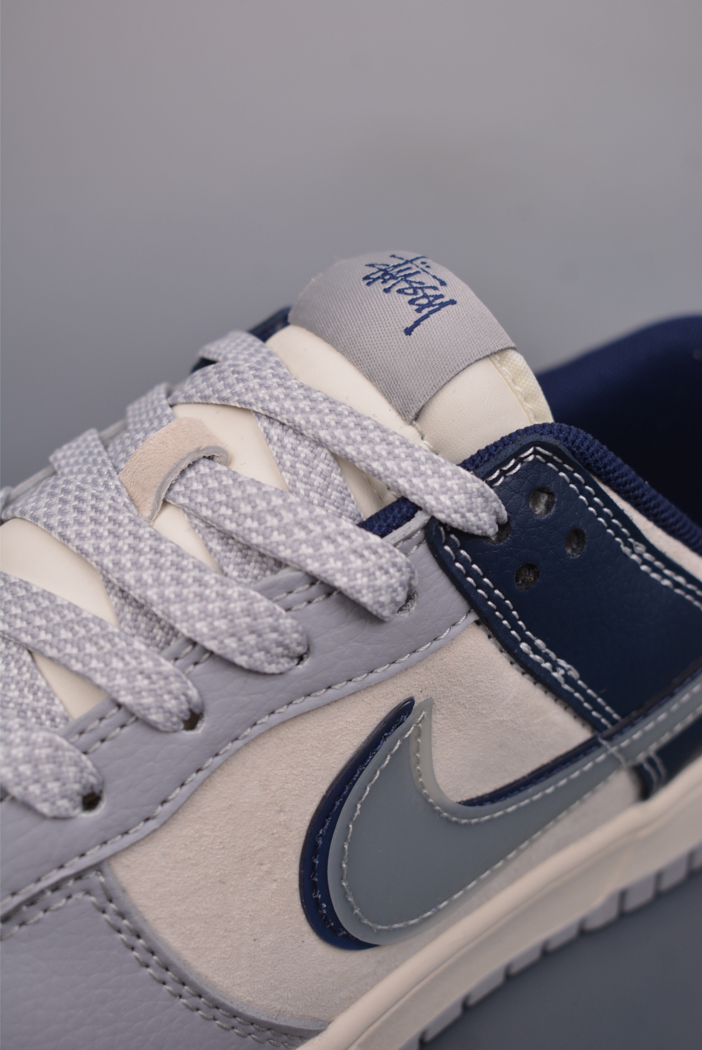 Stussy x Nike By You SB Dunk Low Retro SP Grey Blue Off-White Embroidery DM6868-019