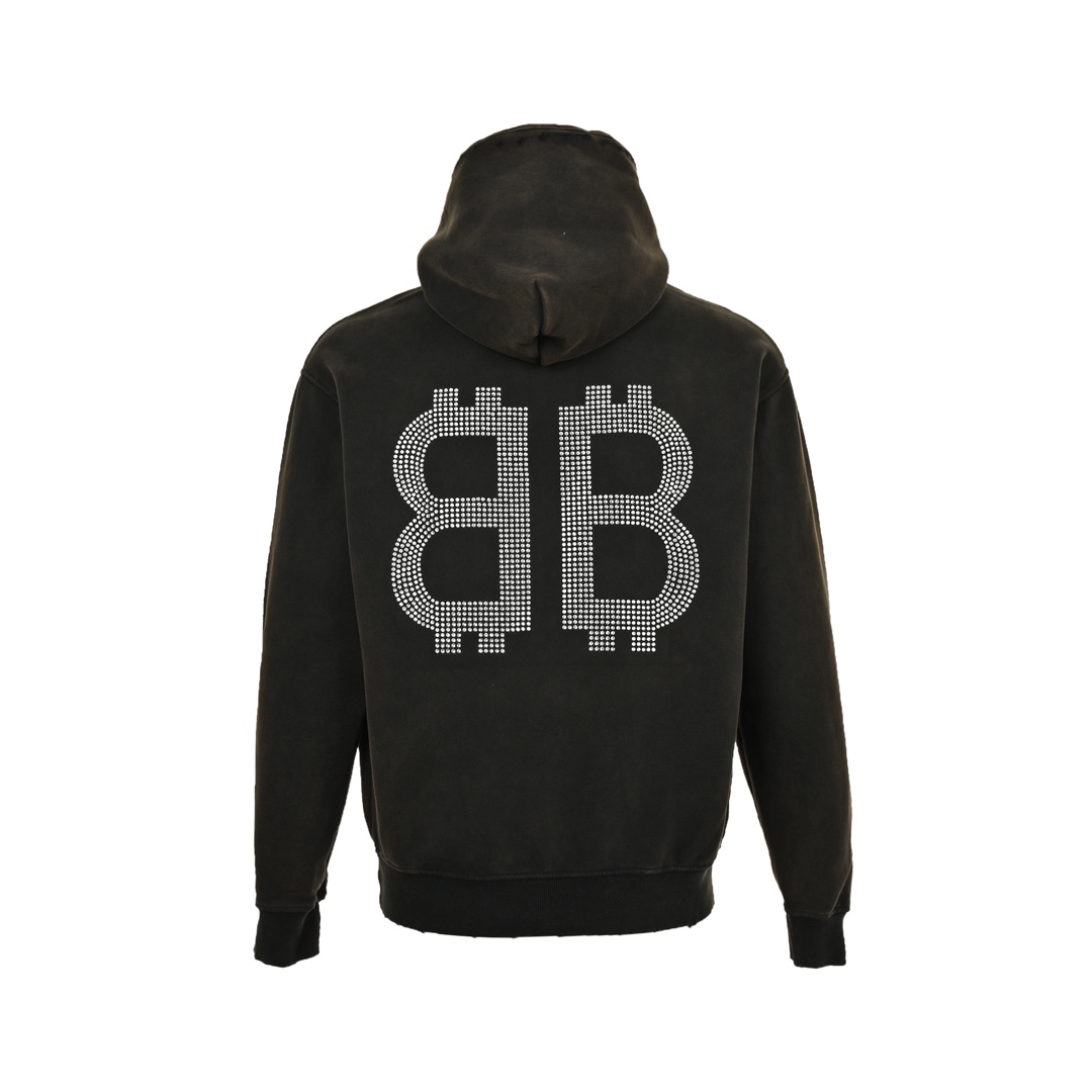 Balenciaga 24Fw Double B Bitcoin Hot Diamond Plush Hoodie