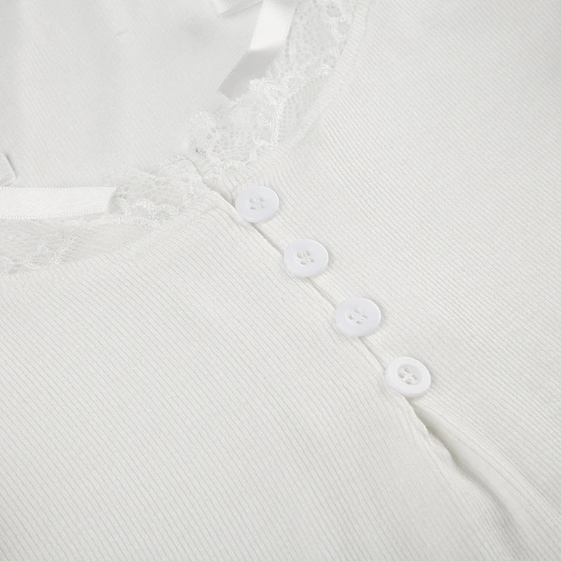 Lace and Bows Button Top