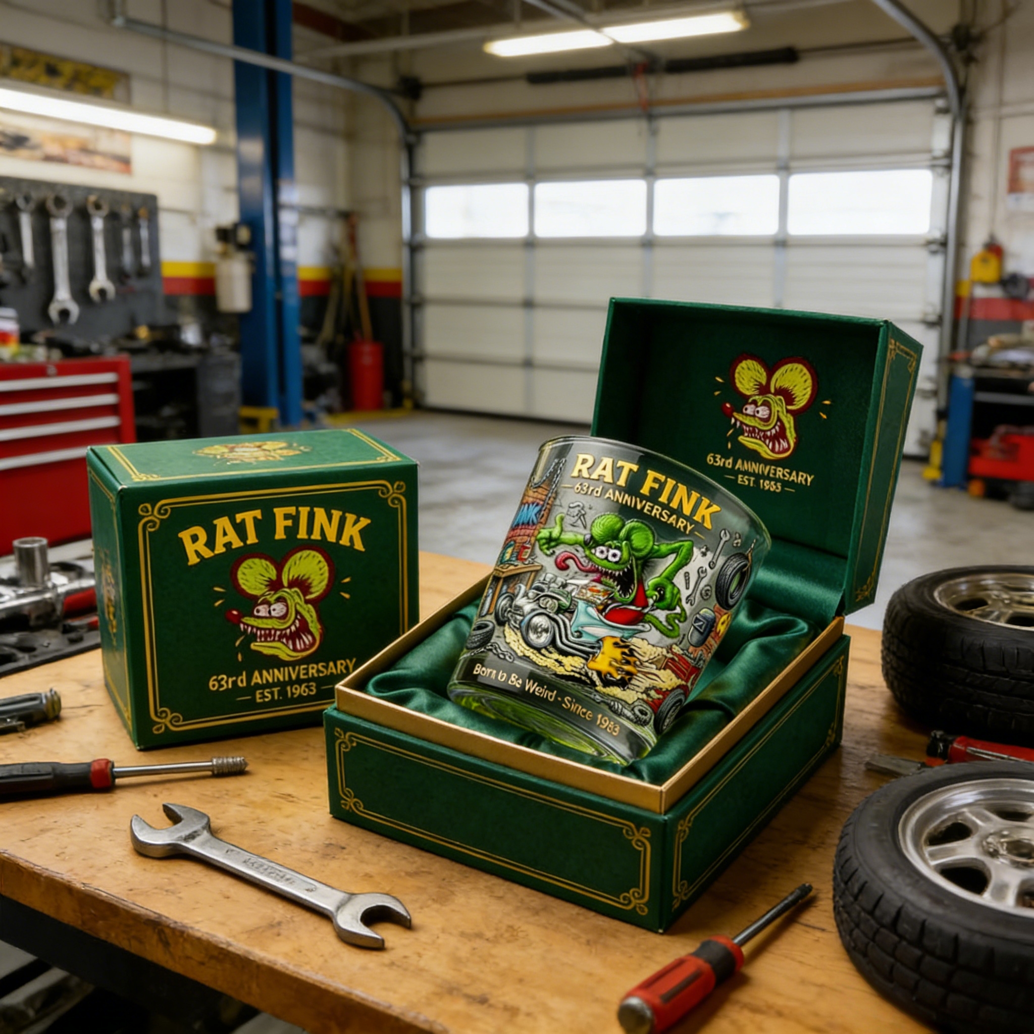 🥃 Rat Fink – 63rd Anniversary Commemorative Whiskey Glass (EST. 1963)
