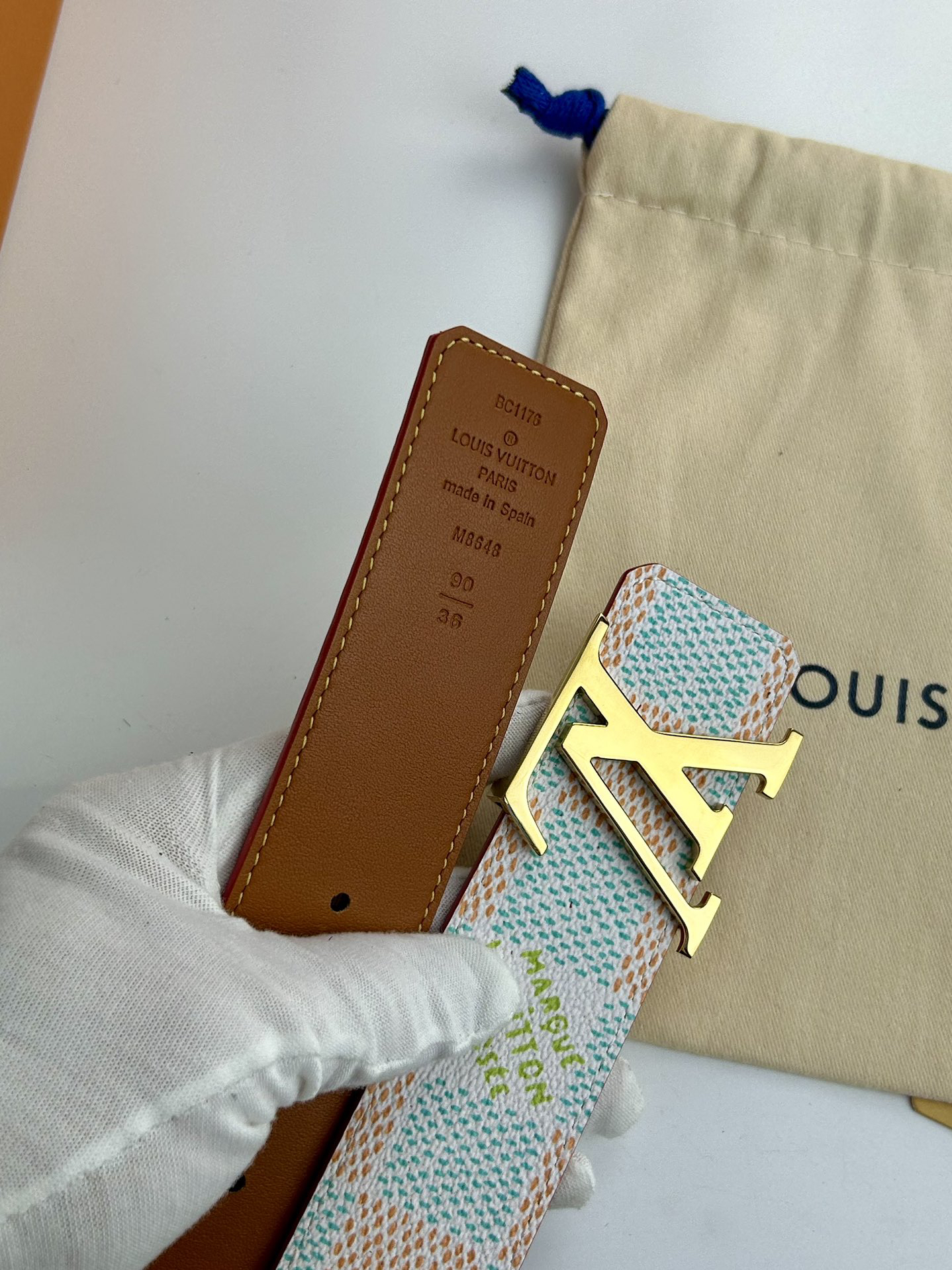 Louis Vuitton printed double-sided cowhide men's belt, 4CM wide