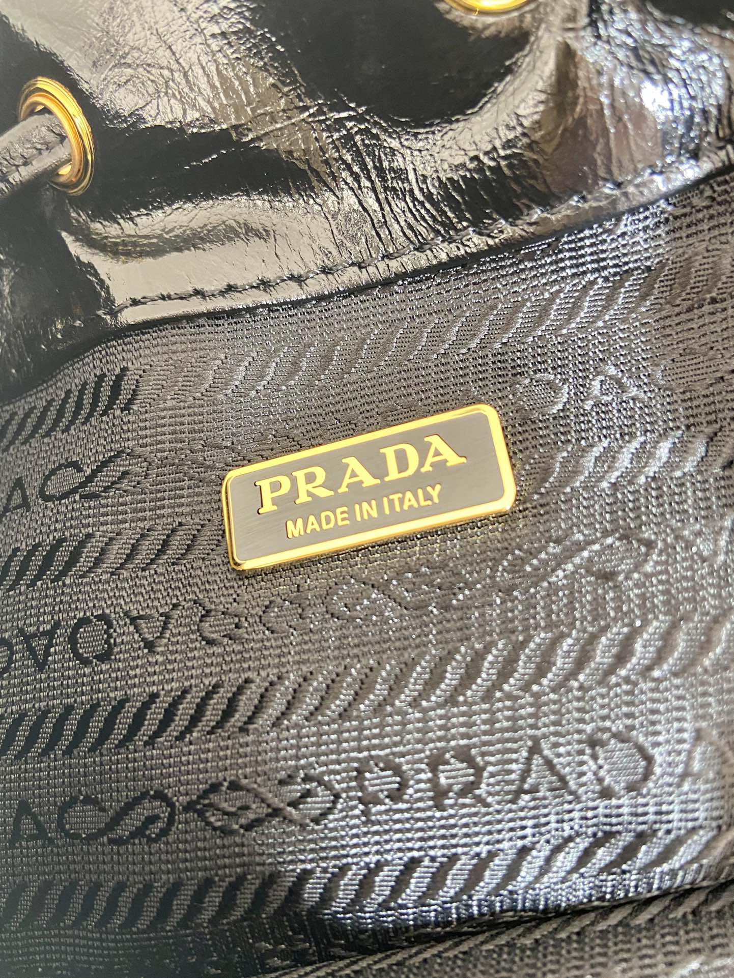 Prada waxed leather bucket bag 1BH038