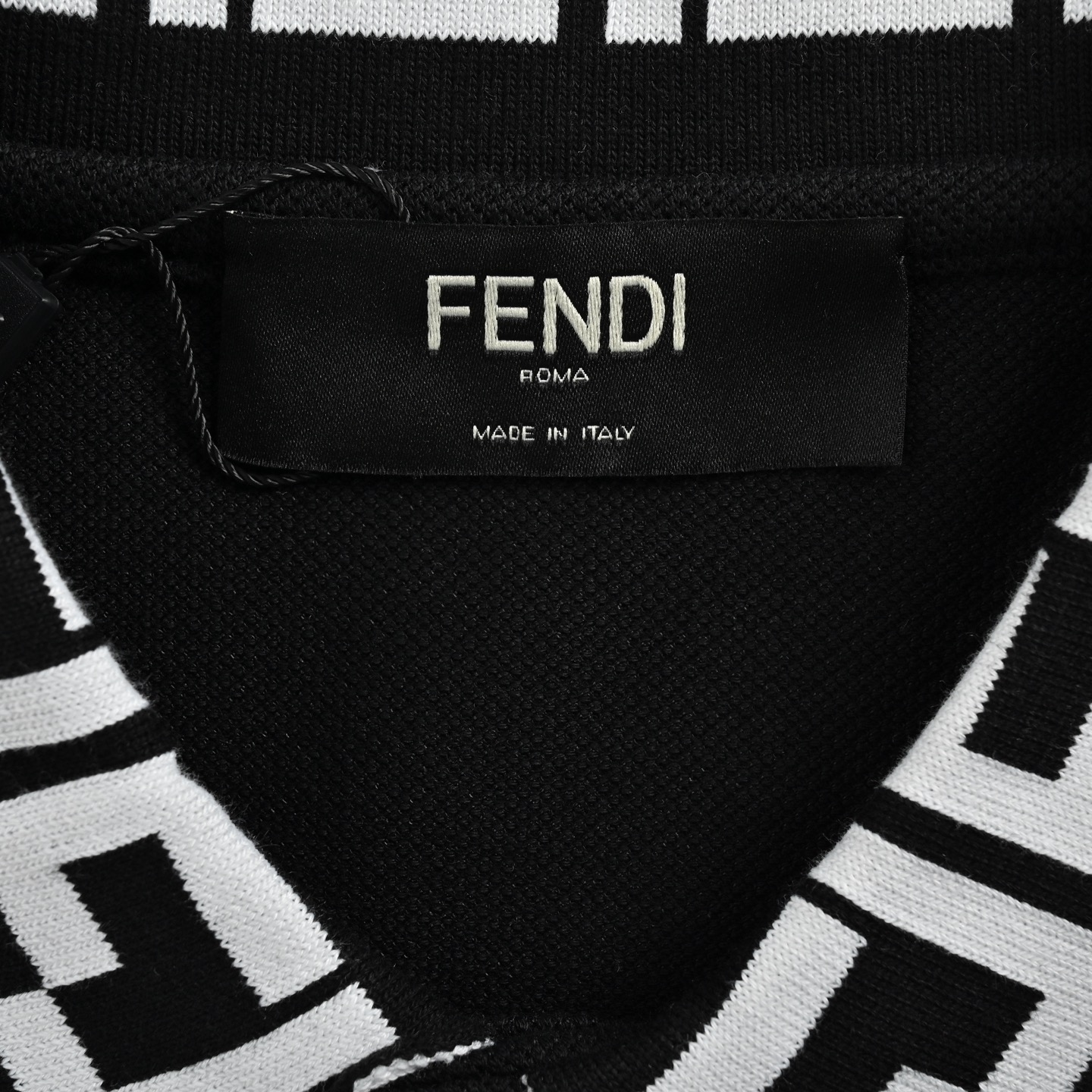 Fendi Double F neckline chest embroidered letters Polo short sleeve