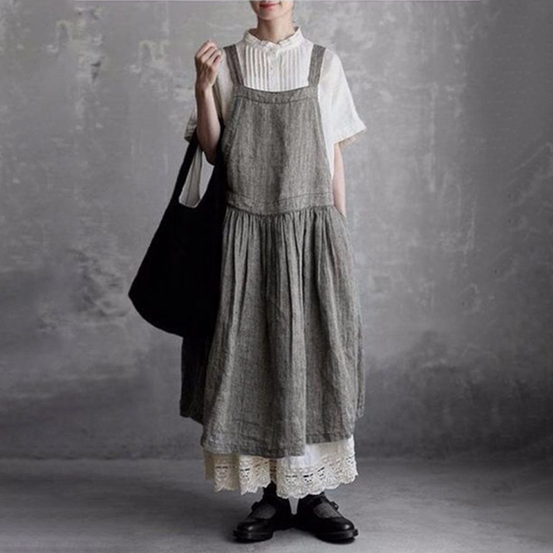 Retro Comfy Pleat Sleeveless Maxi Dress
