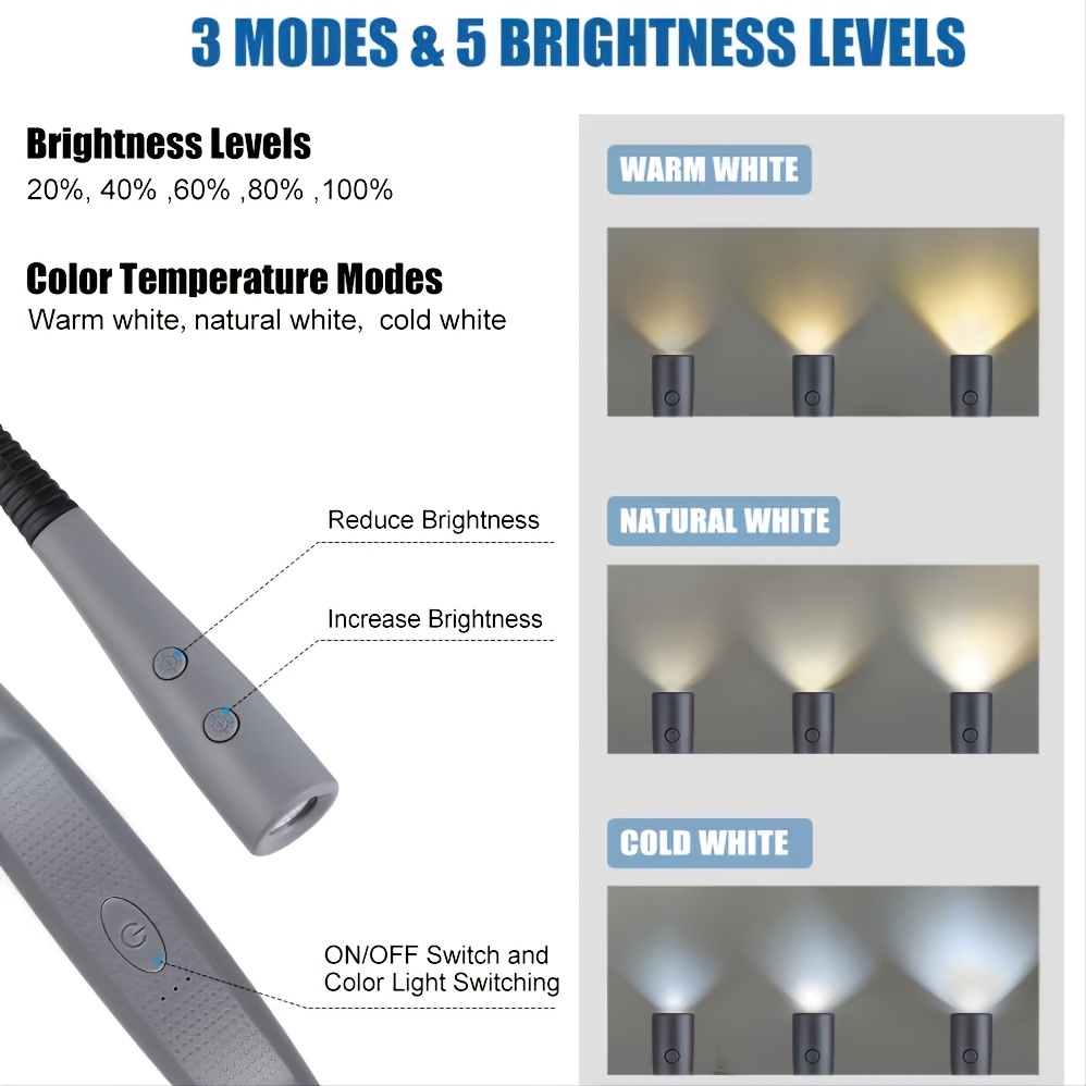 Book Light For Reading LED Neck Reading Light, Book Light For Reading In Bed, 60-min Timer, 3 Colors & 3 Brightness Adjustable, Rechargeable & Long Lasting, Perfect For Reading, Knitting & Repairing