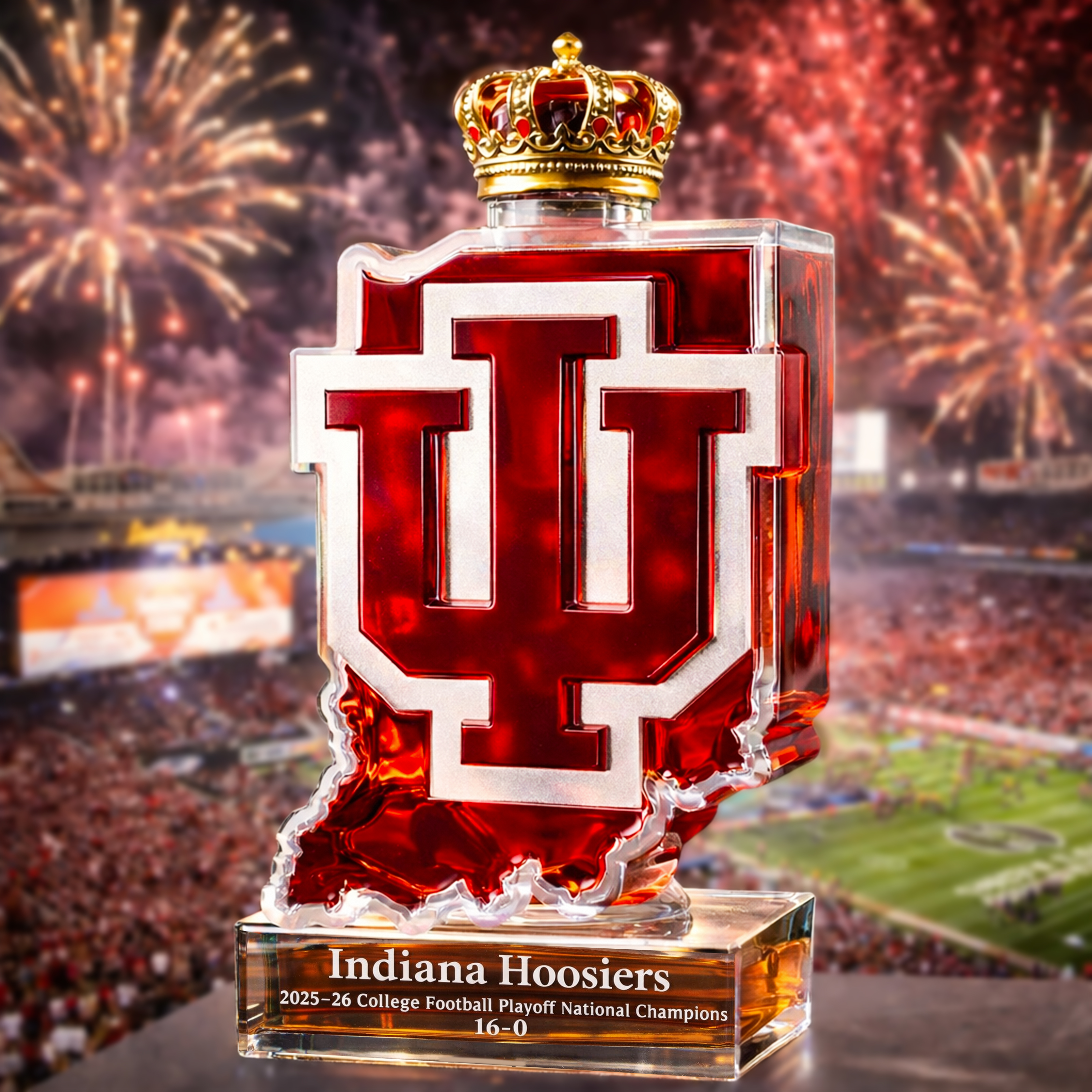 👑🥃 Indiana Hoosiers – 2025–26 CFP National Champions Whiskey Bottle