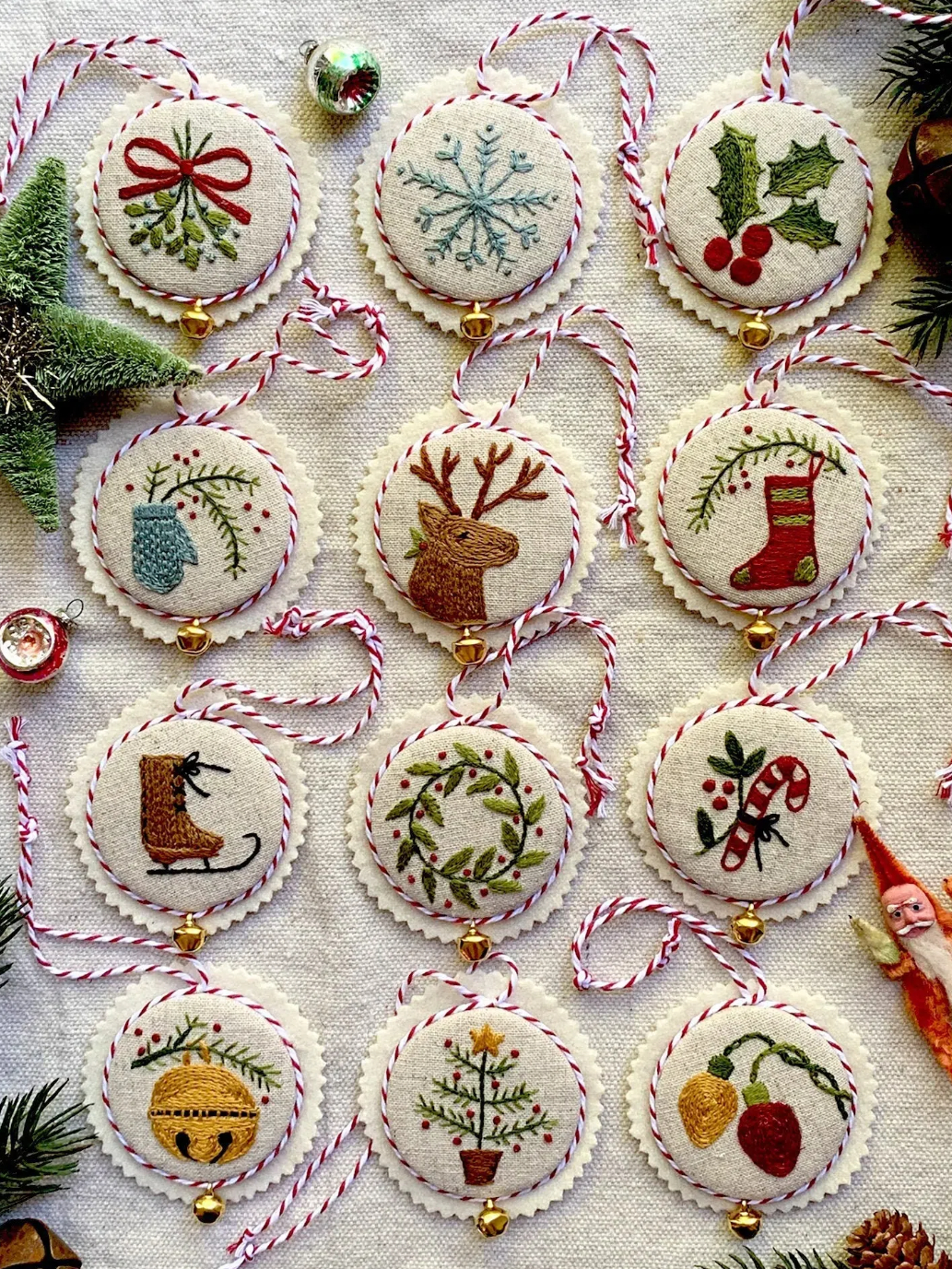 Hand Embroidery Christmas Ornaments Kit