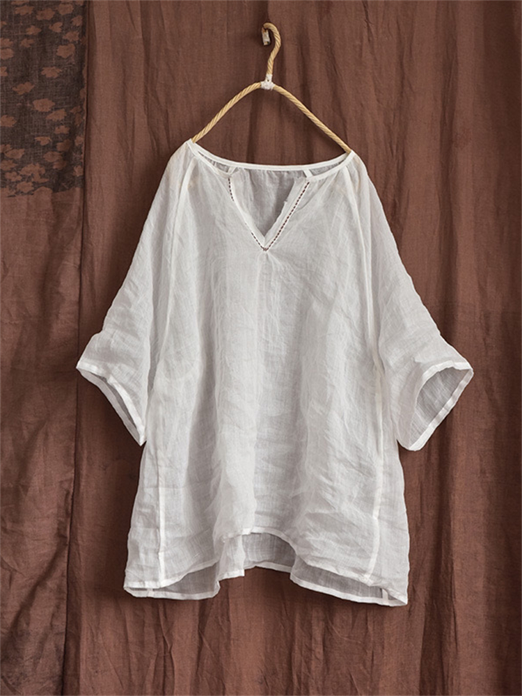 Vintage Notch Neck Oversize A Line Tunic