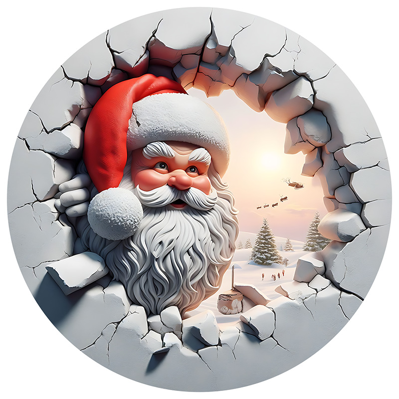 🎁🎁Santa Claus 3D Wall Breakthrough Acrylic Decoration - 🎅🎅A traditional round hanging ornament for the holiday season