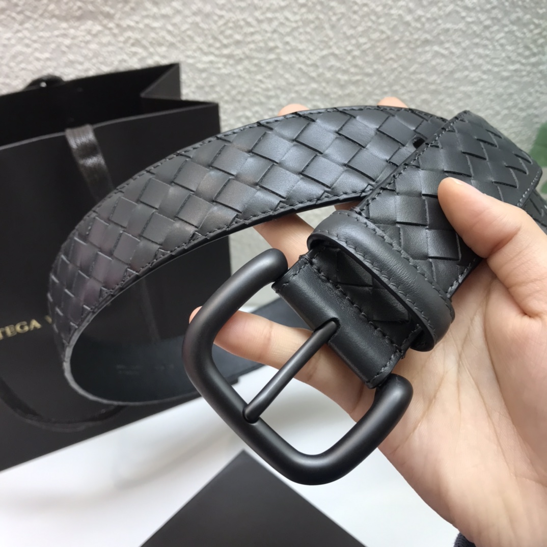 Bottega Veneta pin buckle classic woven leather belt width 4.0cm