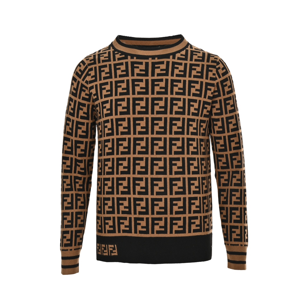 Fendi 24Fw classic double F all-over logo crew neck wool knit sweater