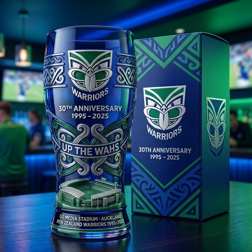 New Zealand Warriors 30th Anniversary Collectable Glass