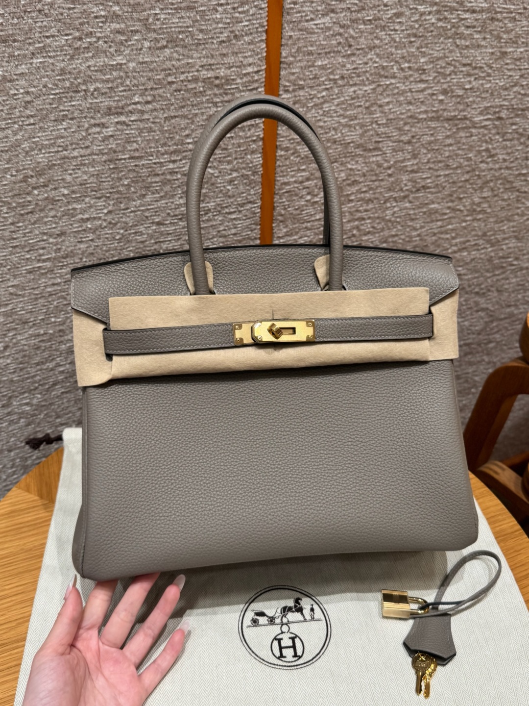 Hermes Birkin M8Girs Asphalte Handbag (Handmade to Order)