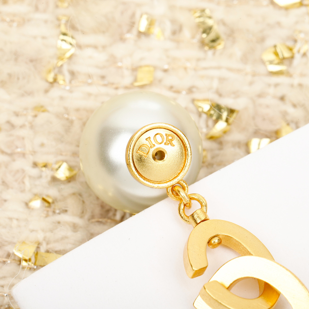 Dior Alphabet Pearl Earrings