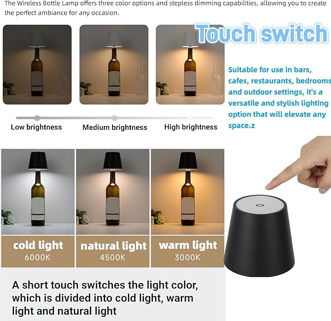 🍾🍾Wireless Bottle Lamp Metal Shade with🔥 (Flash Sale - 50% Off)