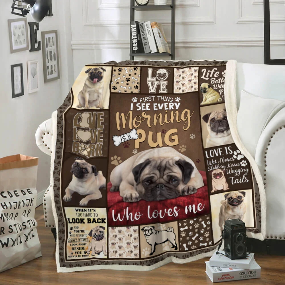 A Pug Who Loves Me Sofa Throw Blanket