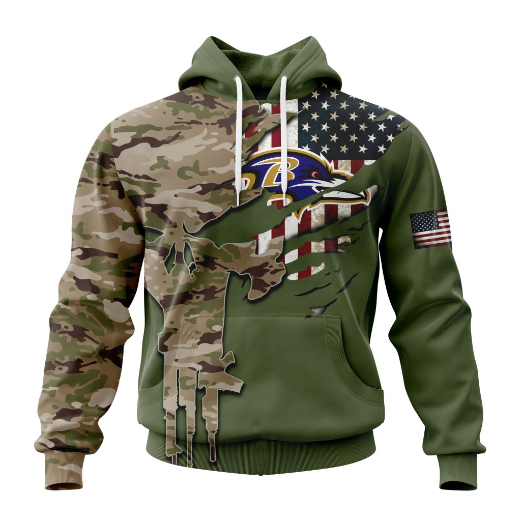 BALTIMORE RAVENS 3D HOODIE VETERANS DAY