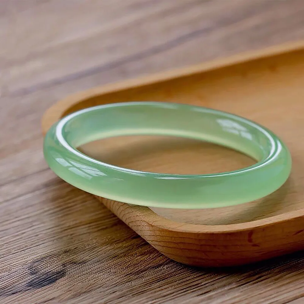 Natural Ice Jade Bracelet For Women Round Green Jade Bangles Korean Jewelry Fine Gift For Mother Wholesale Free Shipping Items