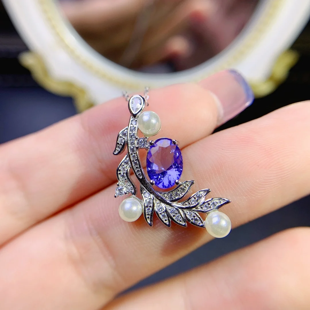 Natural Tanzanite Treasure Necklace 925 Silver Ladies Gem Crystal All Clean 925 Silver Free Shipping Jewelry Certified Boutique