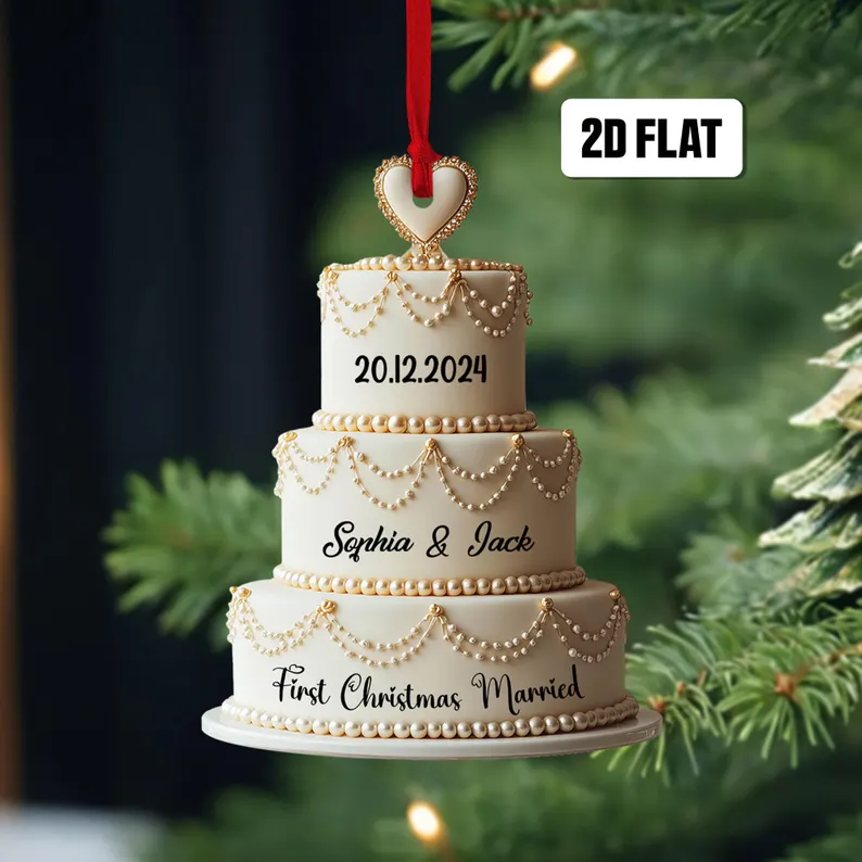 Personalized Wedding/Birthday Cake 2D Flat Ornament