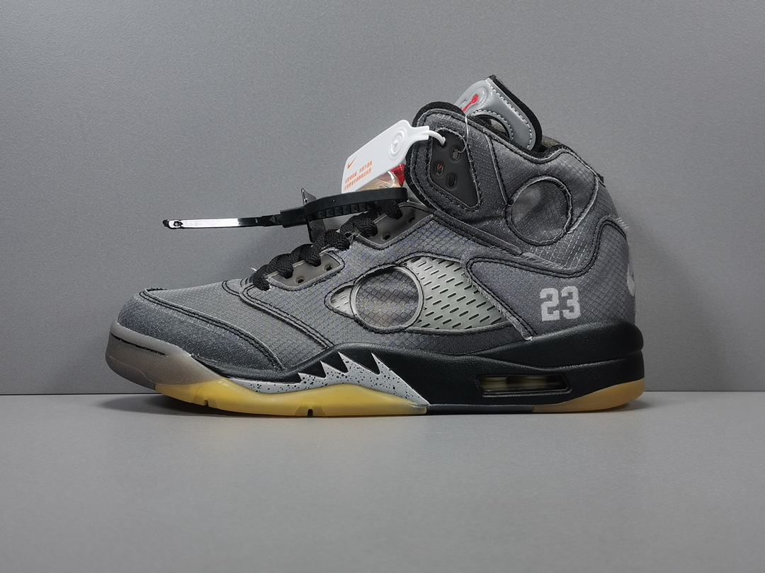 Off-White™ x Air Jordan Retro 5BlackMuslin-Fire Red CT8480-001