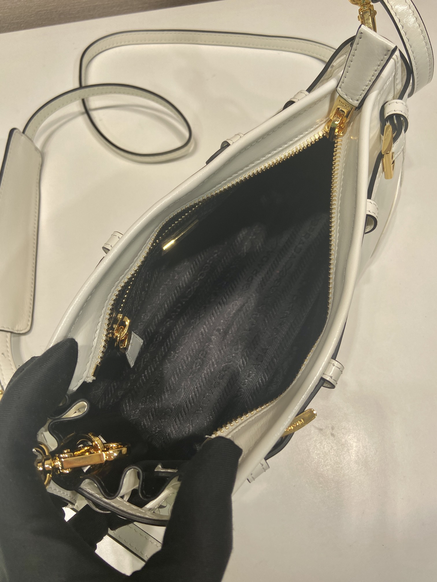 Prada LusSolf Oiled Wax Leather Shoulder Bag 1BA215