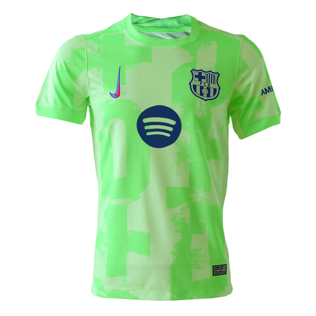 Barcelona Third Away Football Shirt 2024/25 Green - UCL (Spotify Logo without text)