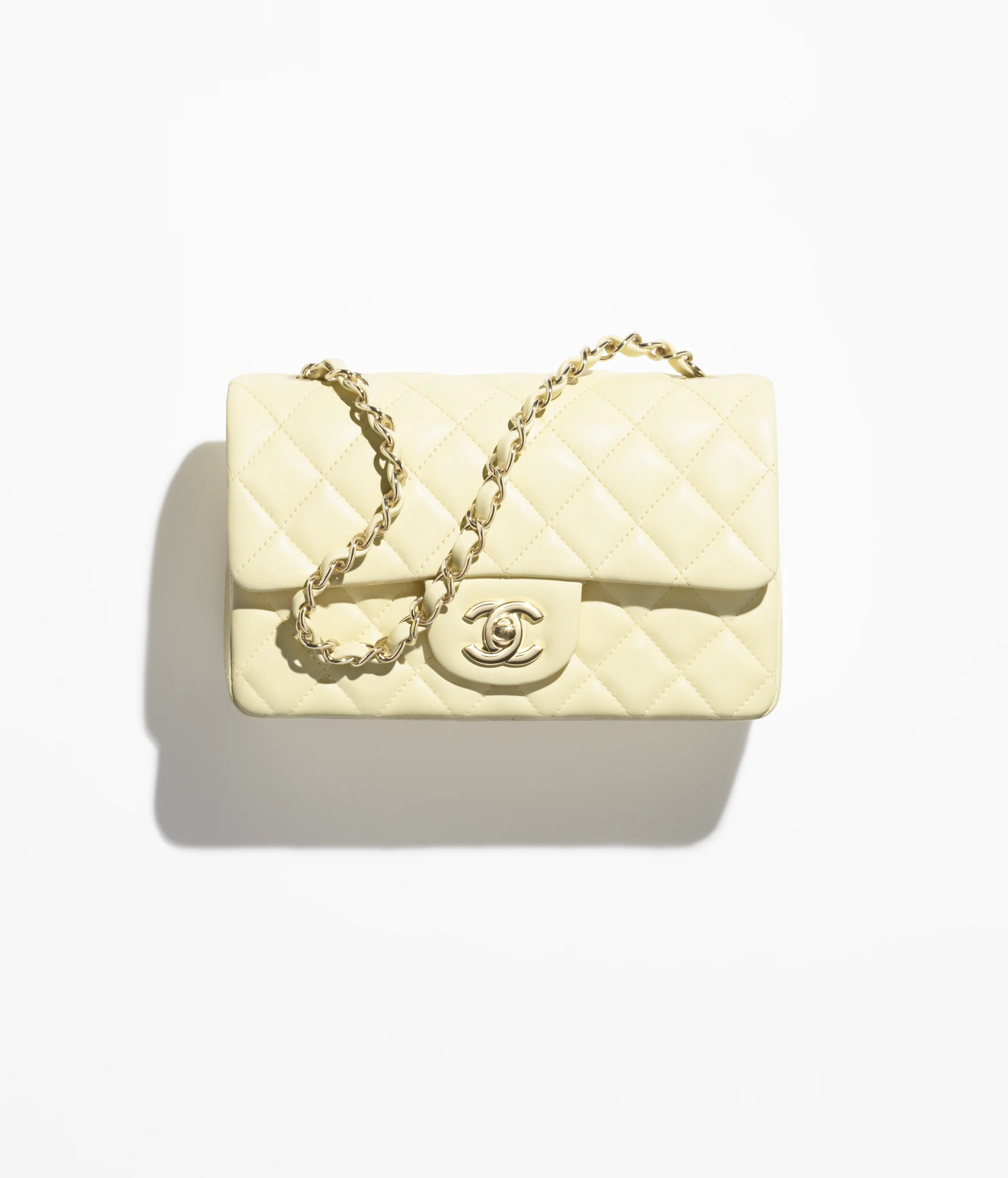 Chanel Mini Classic Bag Lambskin & Gold-Tone Metal Light Yellow A69900-Y04059-NAGEQ