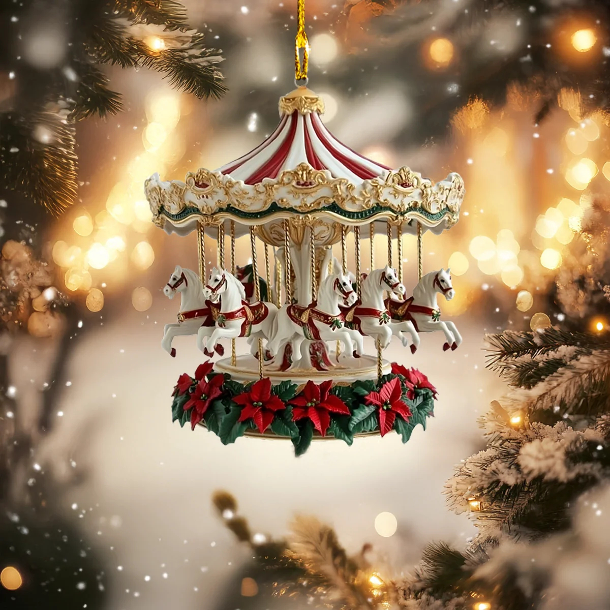 Enchanted Christmas Carousel Christmas Ornament