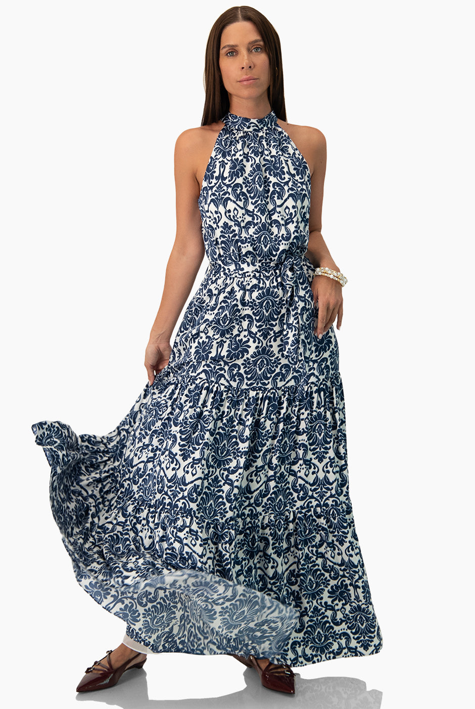 Maxi vestido estampado sin mangas