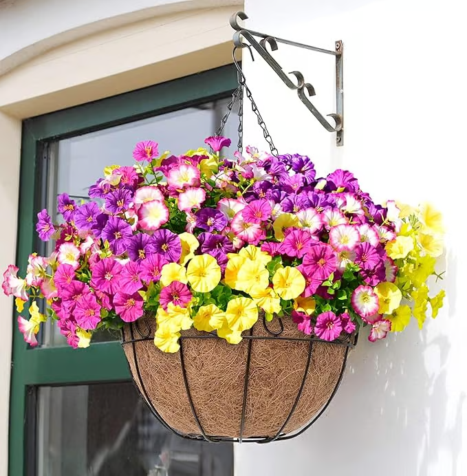 🌸 Hanging Artificial Colourful Morning Glory Basket-💥UV resistant, Waterproof，Windproof