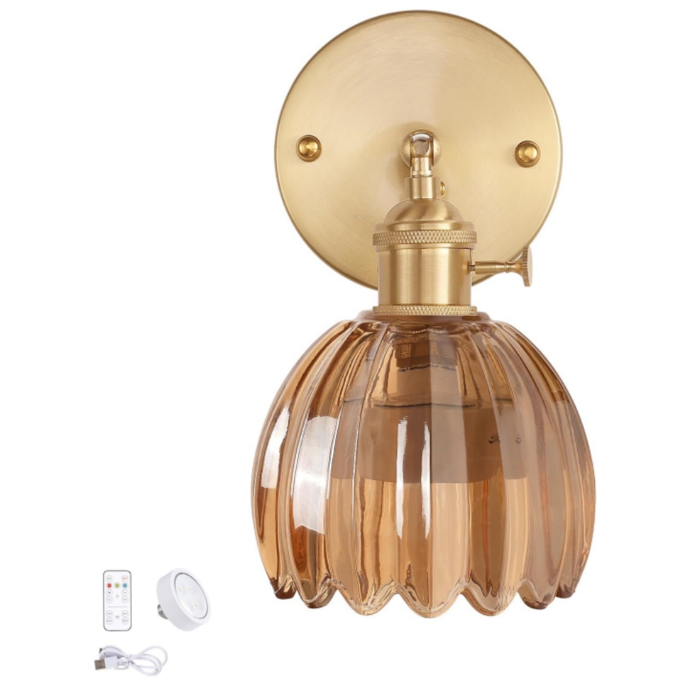 Wall Sconce with Green Tulip Glass