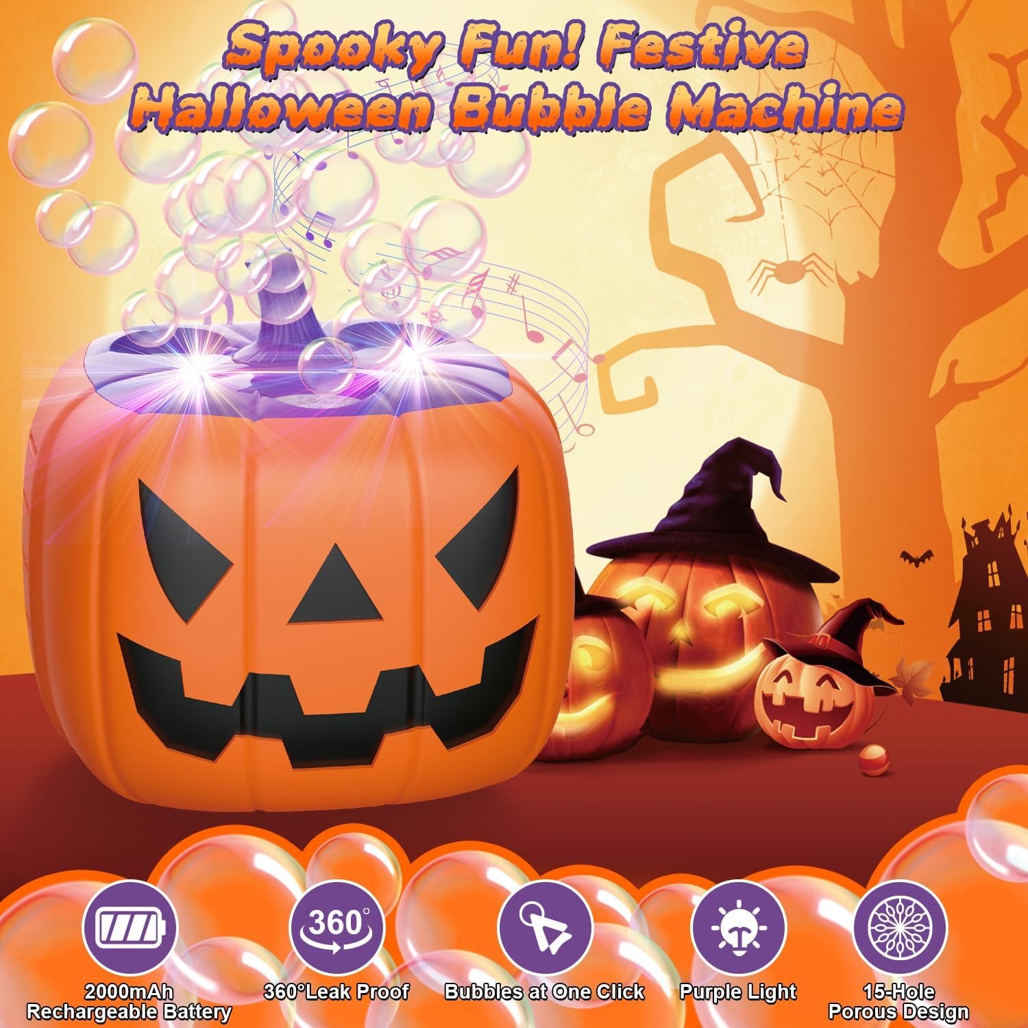 🔥LAST DAY 50% OFF🔥Halloween Party Bubble Machine Decorations Toys with LED