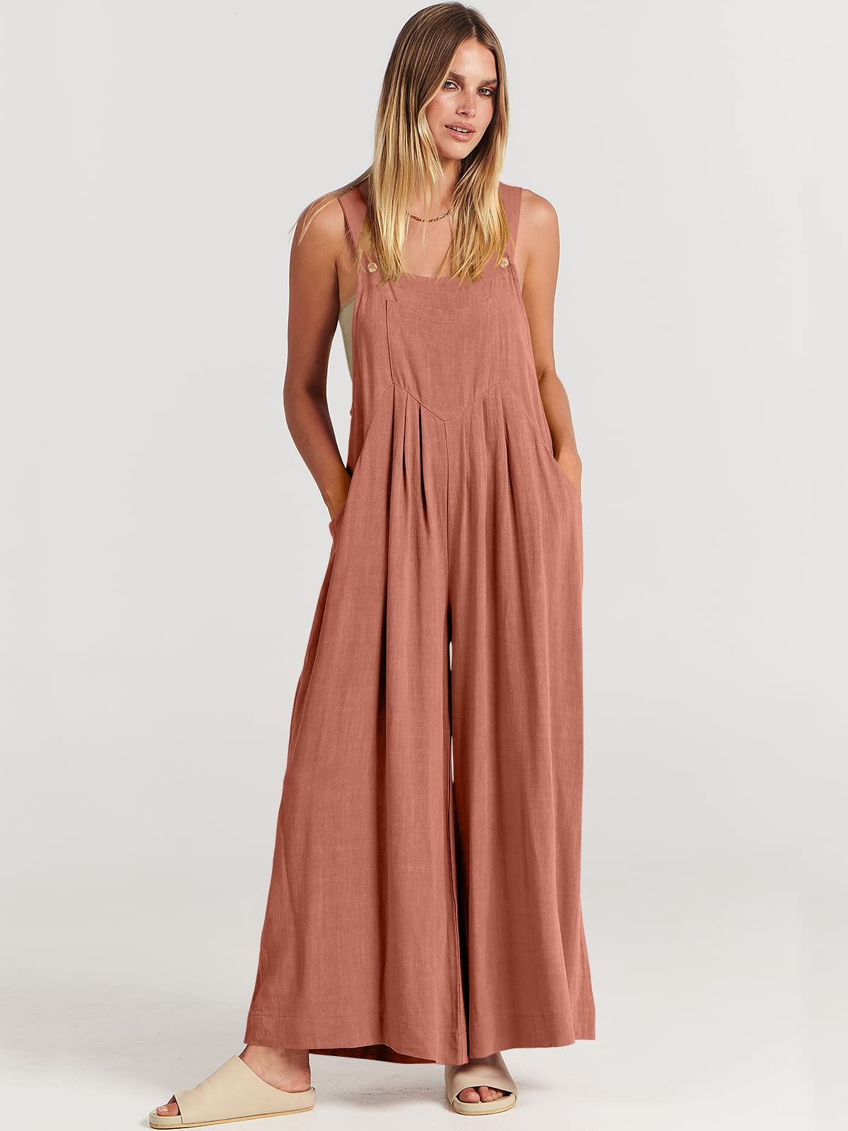 Spring Hot Sale🔥Women's Sleeveless Wide Leg Jumpsuit with Pockets   (Buy 2 Free Shipping)