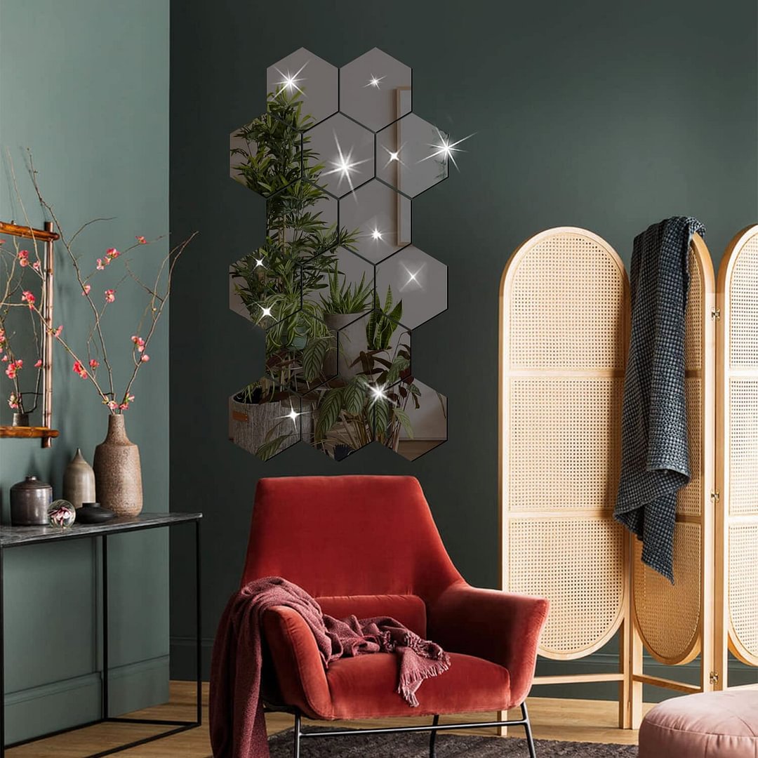 🔥Last Day Promotion-50% OFF🔥Hexagon Mirror Wall Stickers-(15cm)-1 Set(12 Pieces)-Buy 3 Sets Get 3 Sets FREE & FREE SHIPPING