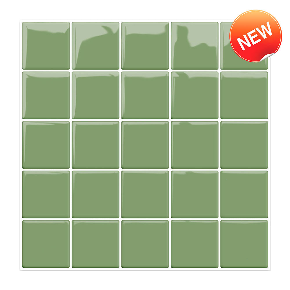 Green Square Peel and Stick Backsplash Tile