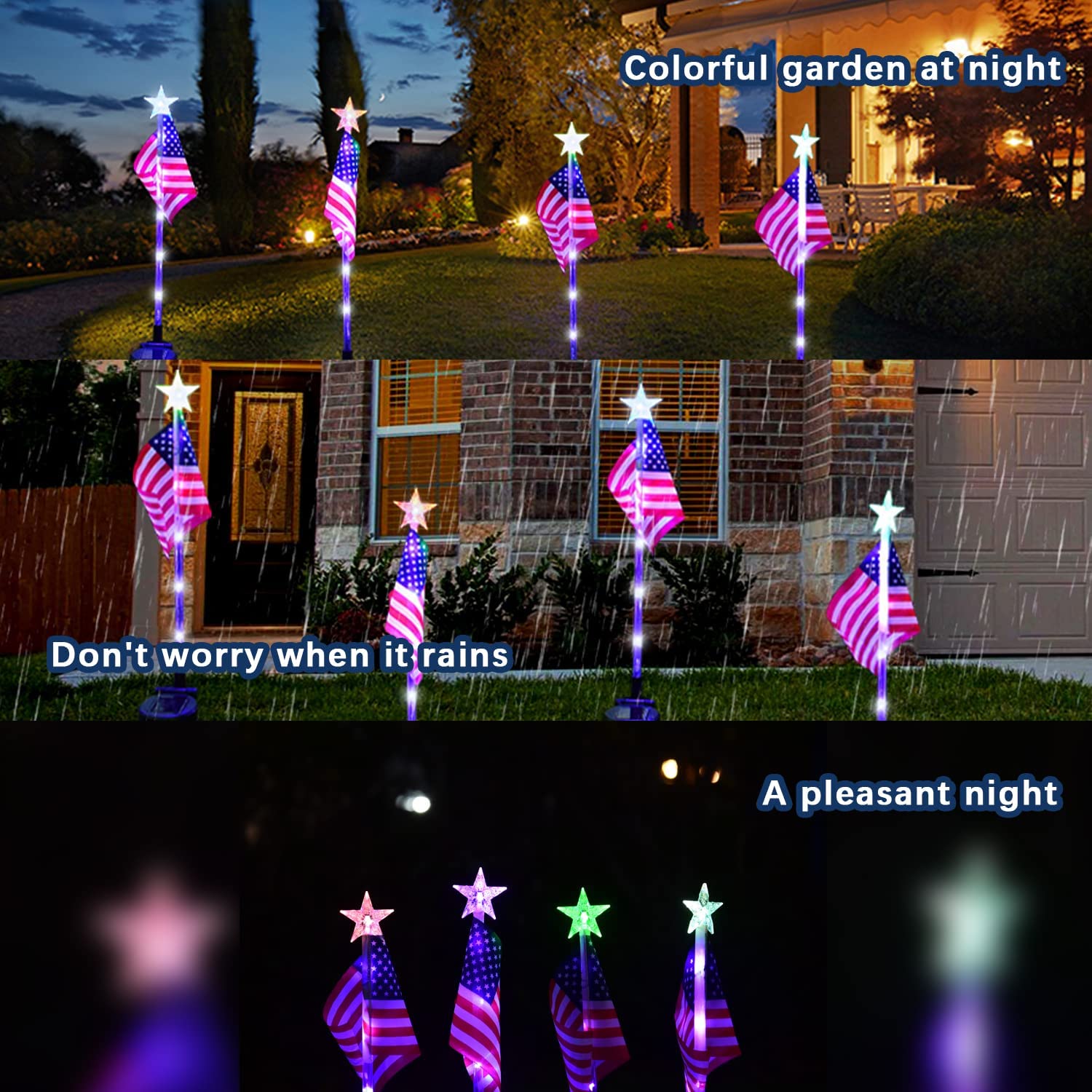 🔥Last Day Promotion-[SAVE 50% OFF]-🚩Solar Power Waterproof American Flag Lights Garden Lawn Light(Color Changing Star-2 PCS/SET)